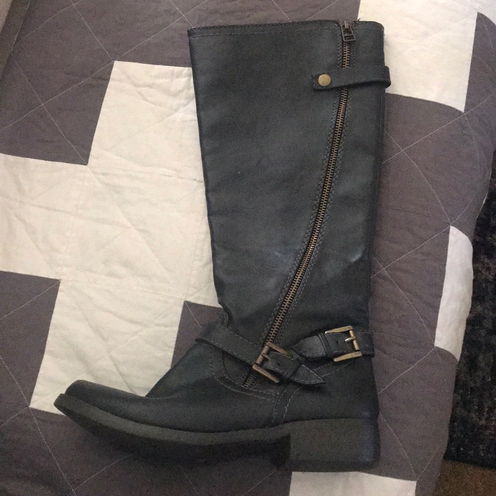 Black leather boots